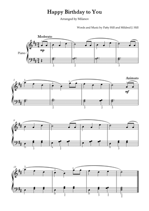 Book cover for Happy Birthday to You Piano in D Easy Intermediate Fingering