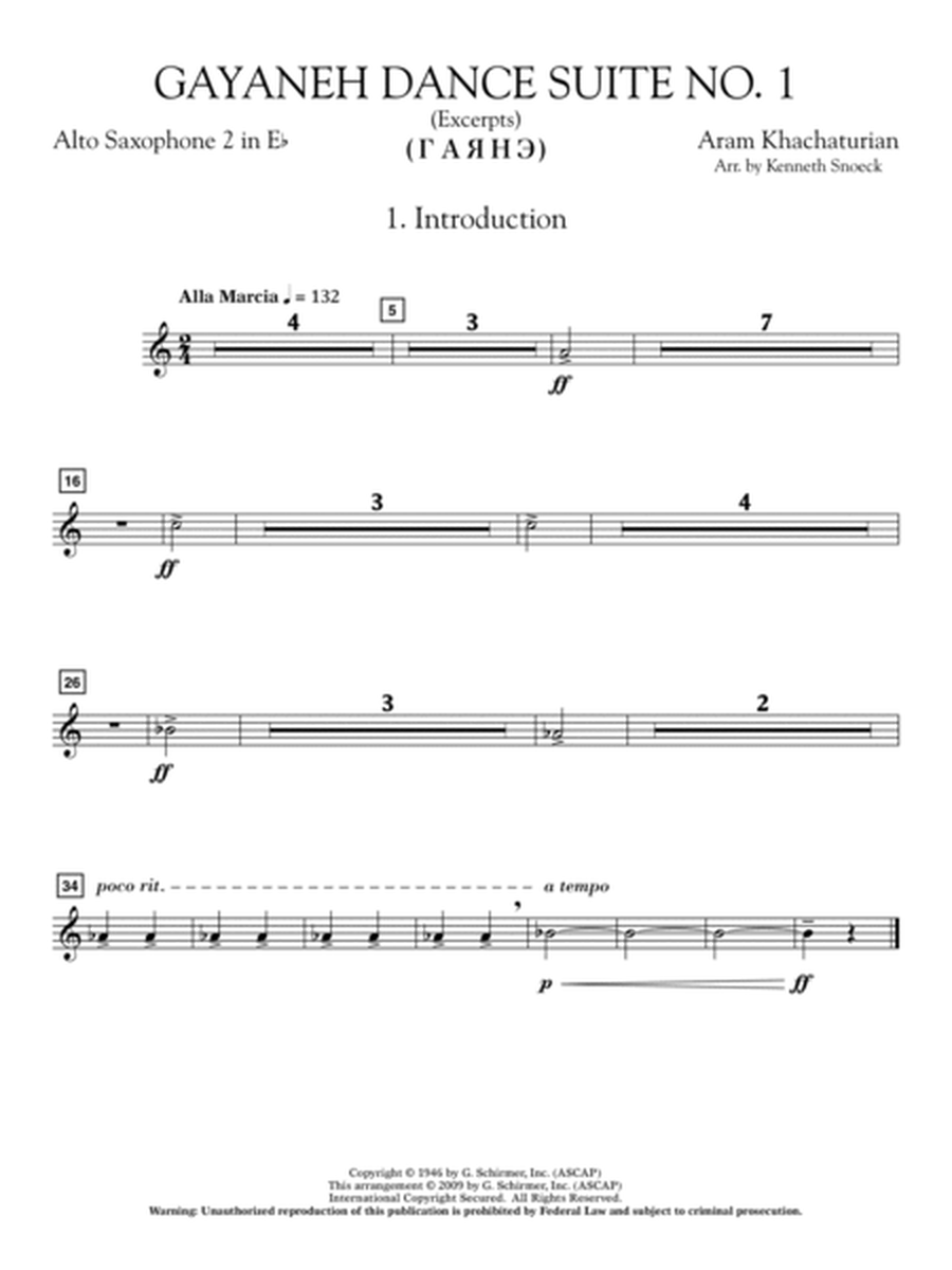 Gayenah Dance Suite No. 1 (Excerpts) (arr. Kenneth Snoeck) - Eb Alto Saxophone 2