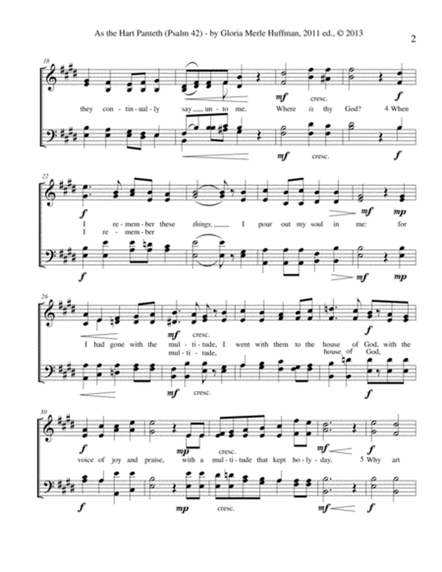 As the Hart Panteth (Psalm 42), A Major, SATB - downloadable PDF image number null