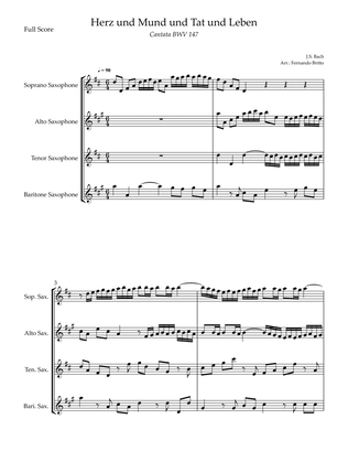 Book cover for Cantata Herz und Mund und Tat und Leben (J.S. Bach BWV 147) for Saxophone Quartet