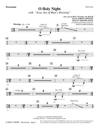 O Holy Night (with "Jesu, Joy of Man's Desiring") - Percussion