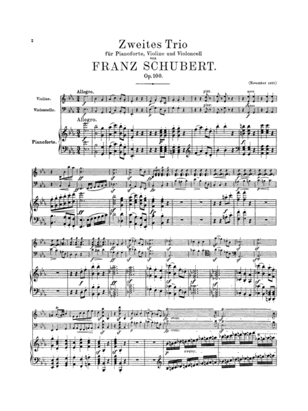 Trio No. 2 In E Flat Major, Op. 100 : Franz Schubert : Free