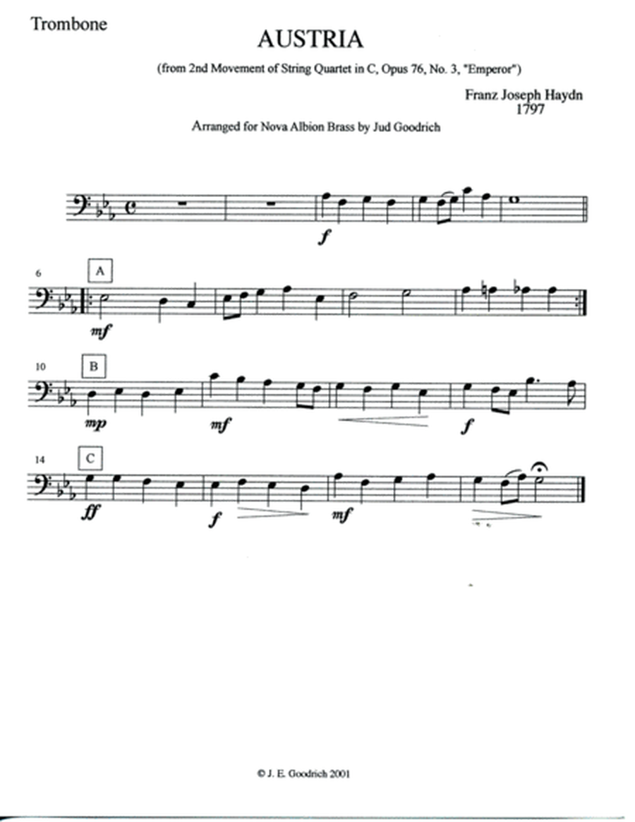 "Austria" for brass quintet