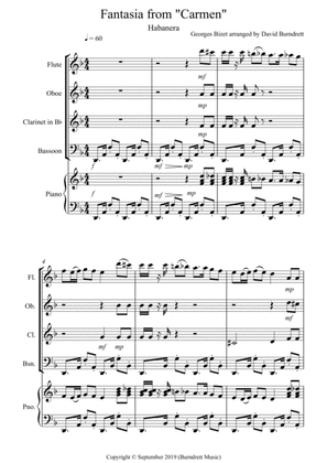 Book cover for Habanera (Fantasia from Carmen) for Wind Quartet