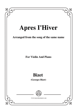 Book cover for Bizet-Apres I'Hiver,for Violin and Piano