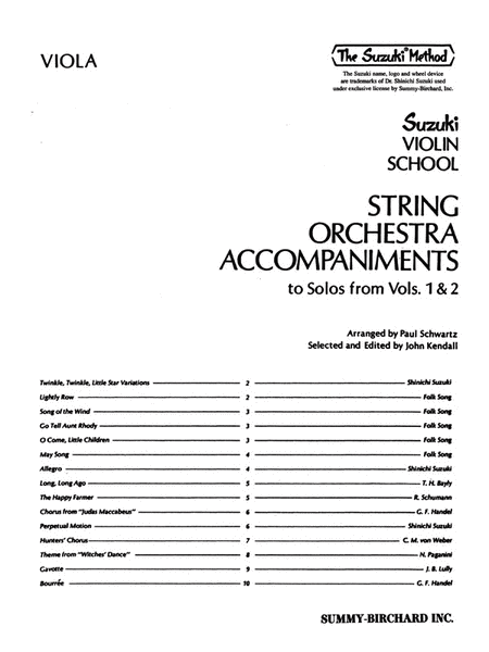 String Orchestra Accompaniments to Solos from Volumes 1 & 2