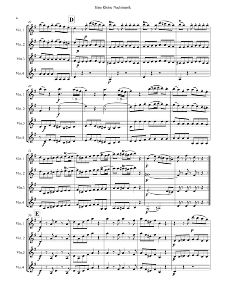 Eine Kleine Nachtmusik for Violin Quartet (1st Movement) image number null