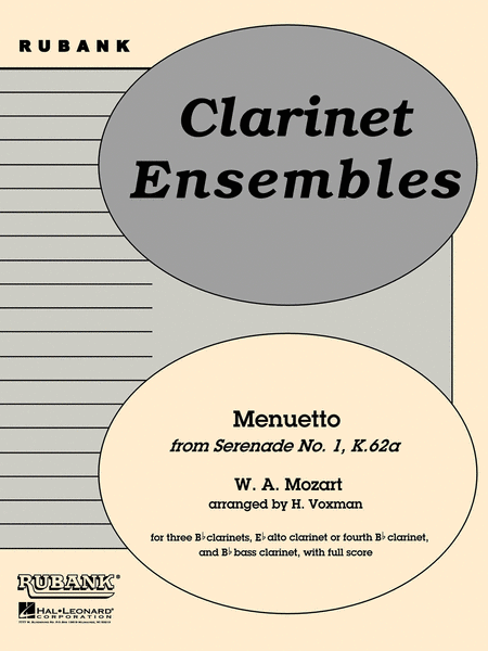 Menuetto From Serenade No. 1 K. 62a - Clarinet Quintets Or Choirs With Score