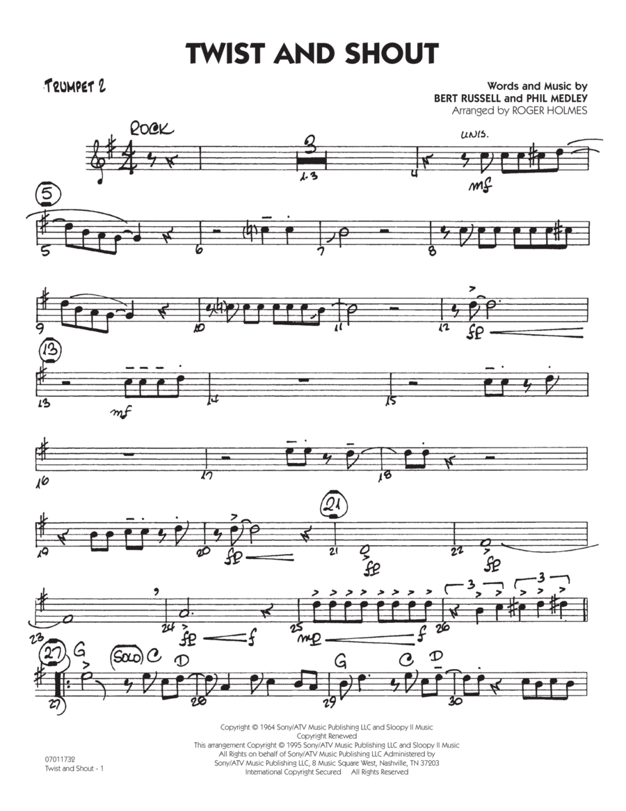 Twist And Shout - Trumpet 2 by Roger Holmes Trumpet - Digital Sheet Music