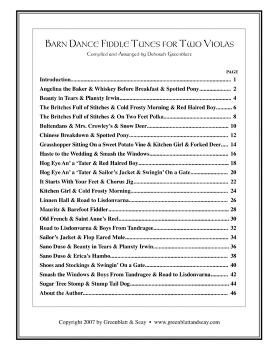 Barn Dance Fiddle Tunes for Two Violas