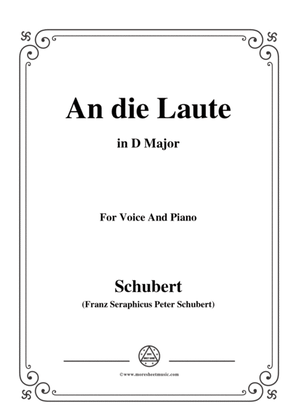 Book cover for Schubert-An die Laute,Op.81 No.2,in D Major,for Voice&Piano