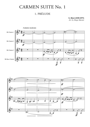 Book cover for Prelude & Aragonaise from "Carmen Suite" for Clarinet Quartet