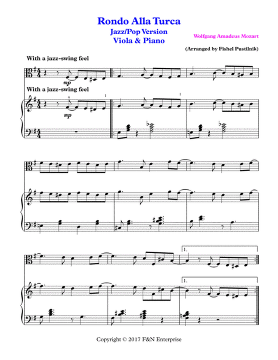 "Rondo Alla Turca" for Viola and Piano image number null