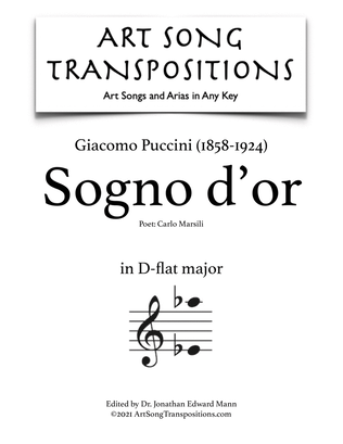 Book cover for PUCCINI: Sogno d'or (transposed to D-flat major)