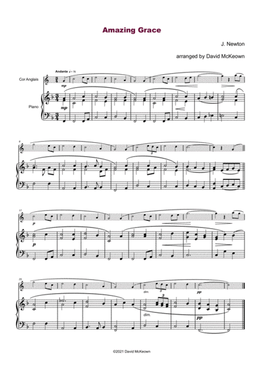 Amazing Grace, Gospel Hymn for Cor Anglais and Piano