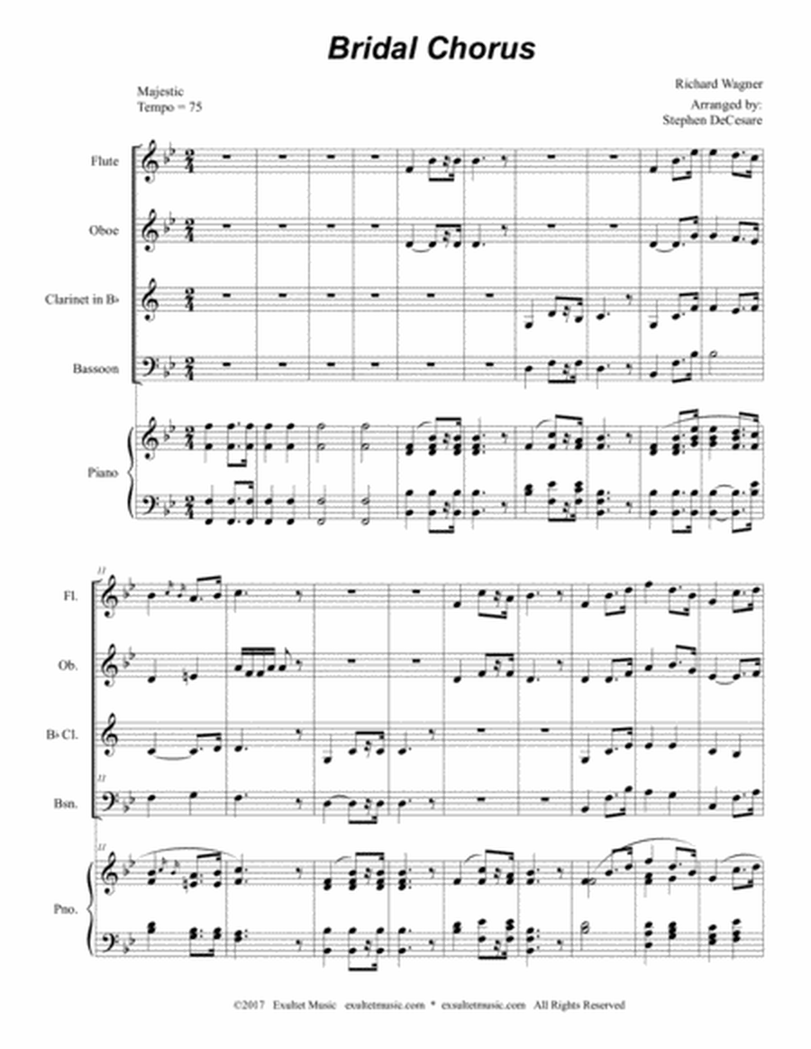 Bridal Chorus (for Woodwind Quartet - Piano Accompaniment) image number null