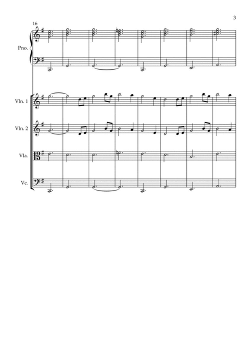 Amazing Grace String Quartet And Piano.Full Score and Individual Parts image number null