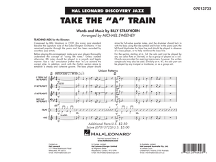 Book cover for Take the "A" Train (arr. Michael Sweeney) - Conductor Score (Full Score)