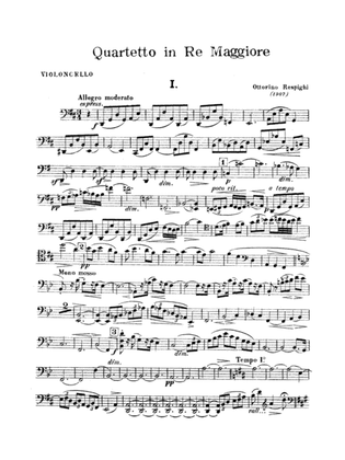 Book cover for String Quartet in D Major (1907): Cello