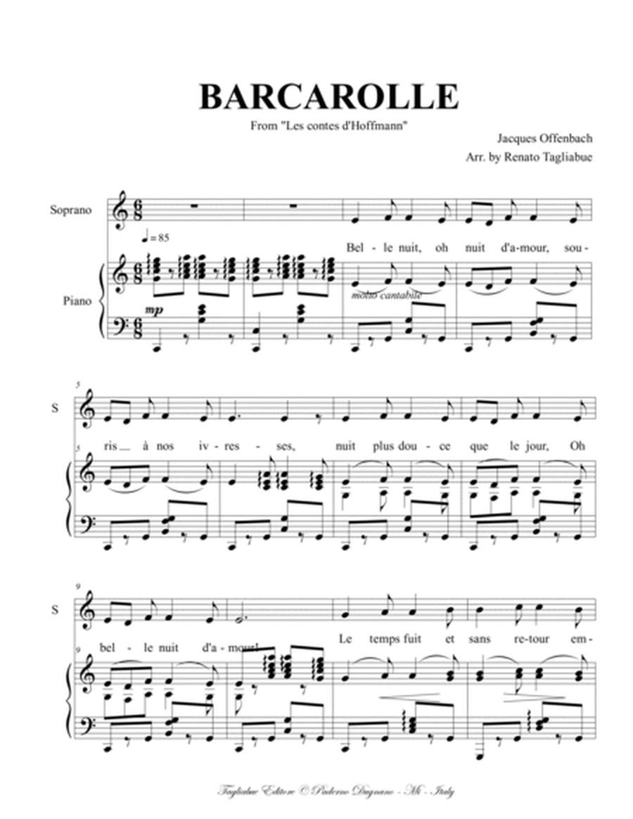 BARCAROLLE From "Les contes d'Hoffmann" - Arr. for Alto and Piano image number null