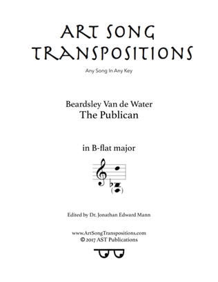 Book cover for VAN DE WATER: The Publican (transposed to B-flat major)