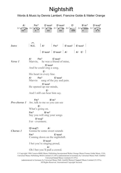 Nightshift - Guitar Chords/Lyrics