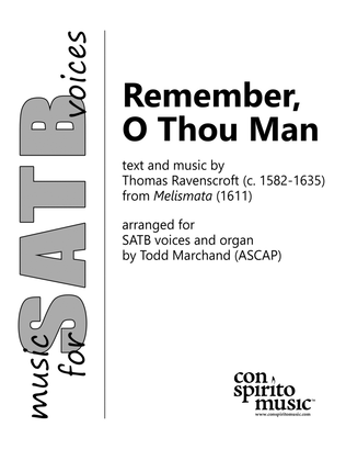 Book cover for Remember, O Thou Man - SATB voices, organ