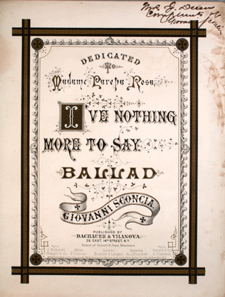 Book cover for I've Nothing More To Say. Ballad