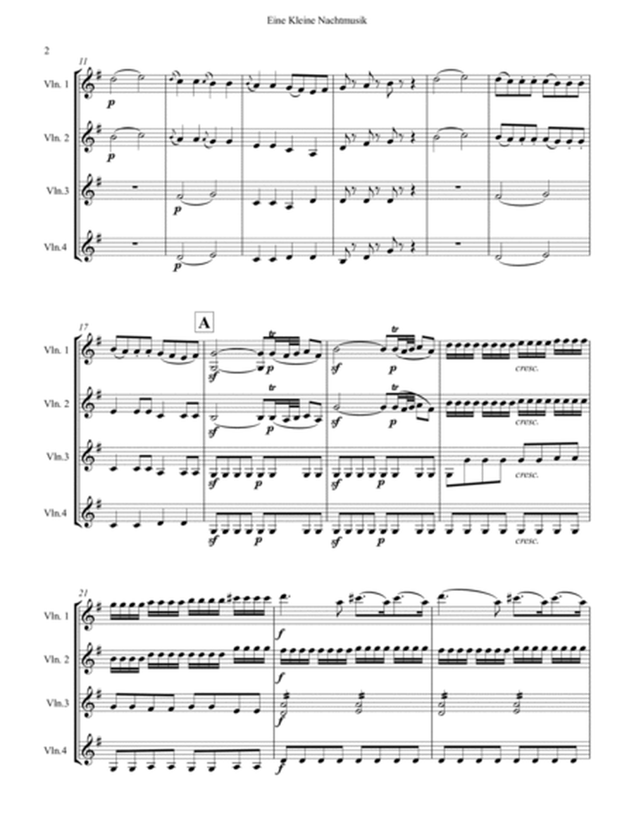 Eine Kleine Nachtmusik for Violin Quartet (1st Movement) image number null