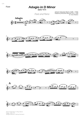 Book cover for Adagio (BWV 974) - Flute and Piano (Individual Parts)