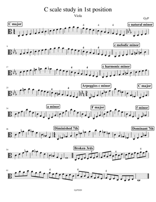 Book cover for C scales and arpeggios (1st position) for viola