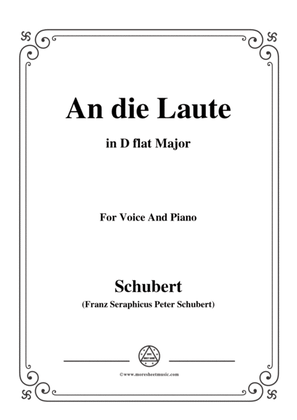 Book cover for Schubert-An die Laute,Op.81 No.2,in D flat Major,for Voice&Piano