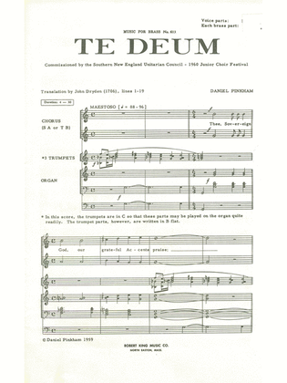 Book cover for Te Deum (choral-female Accompanied)