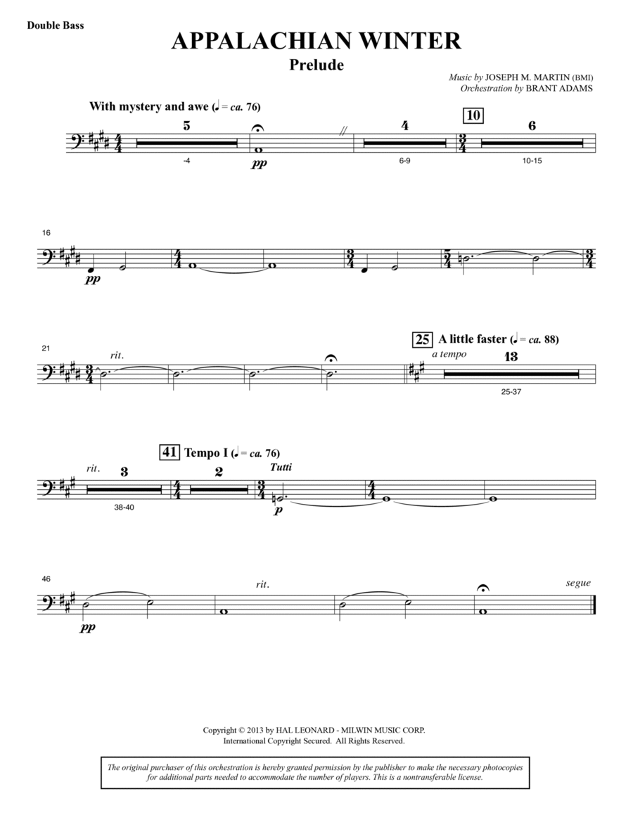 Appalachian Winter (A Cantata For Christmas) - Double Bass