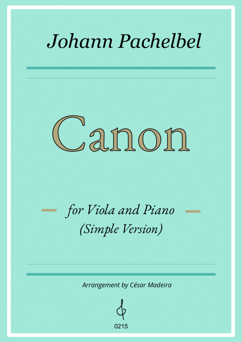 Pachelbel's Canon in D - Viola and Piano - Simple Version (Full Score and Parts) image number null