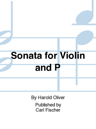 Book cover for Sonata For Violin And Piano