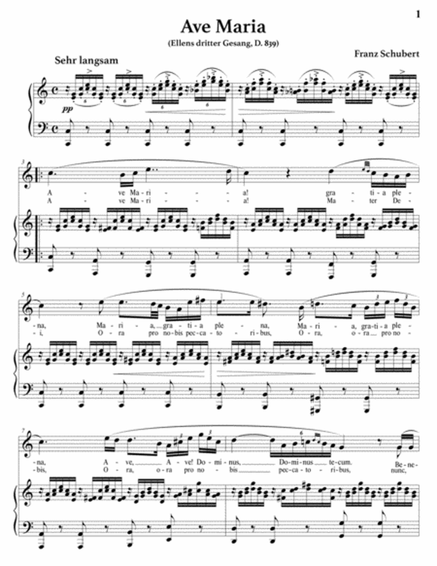 Ave Maria (by Schubert, Gounod, Abt, in 8 keys)