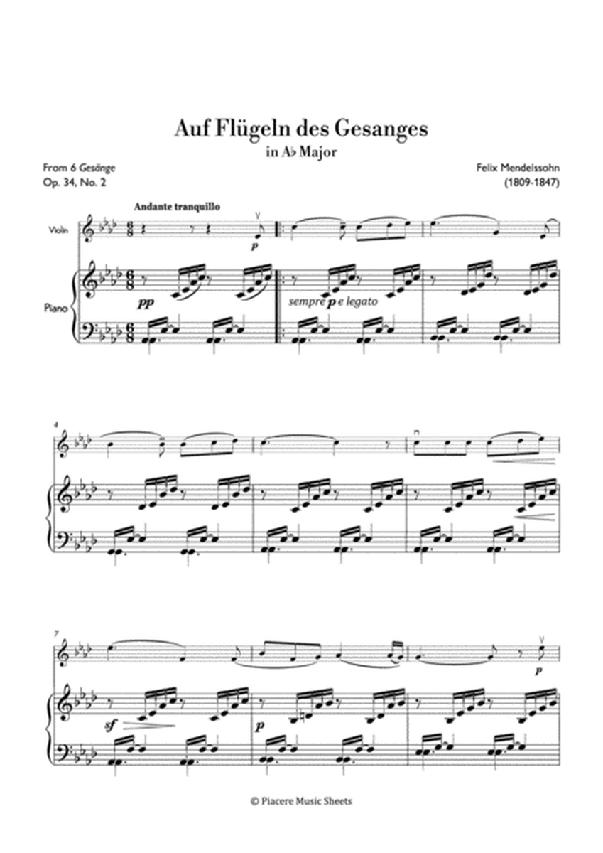 Mendelssohn - Auf Flügeln des Gesanges in A-flat major - Easy image number null