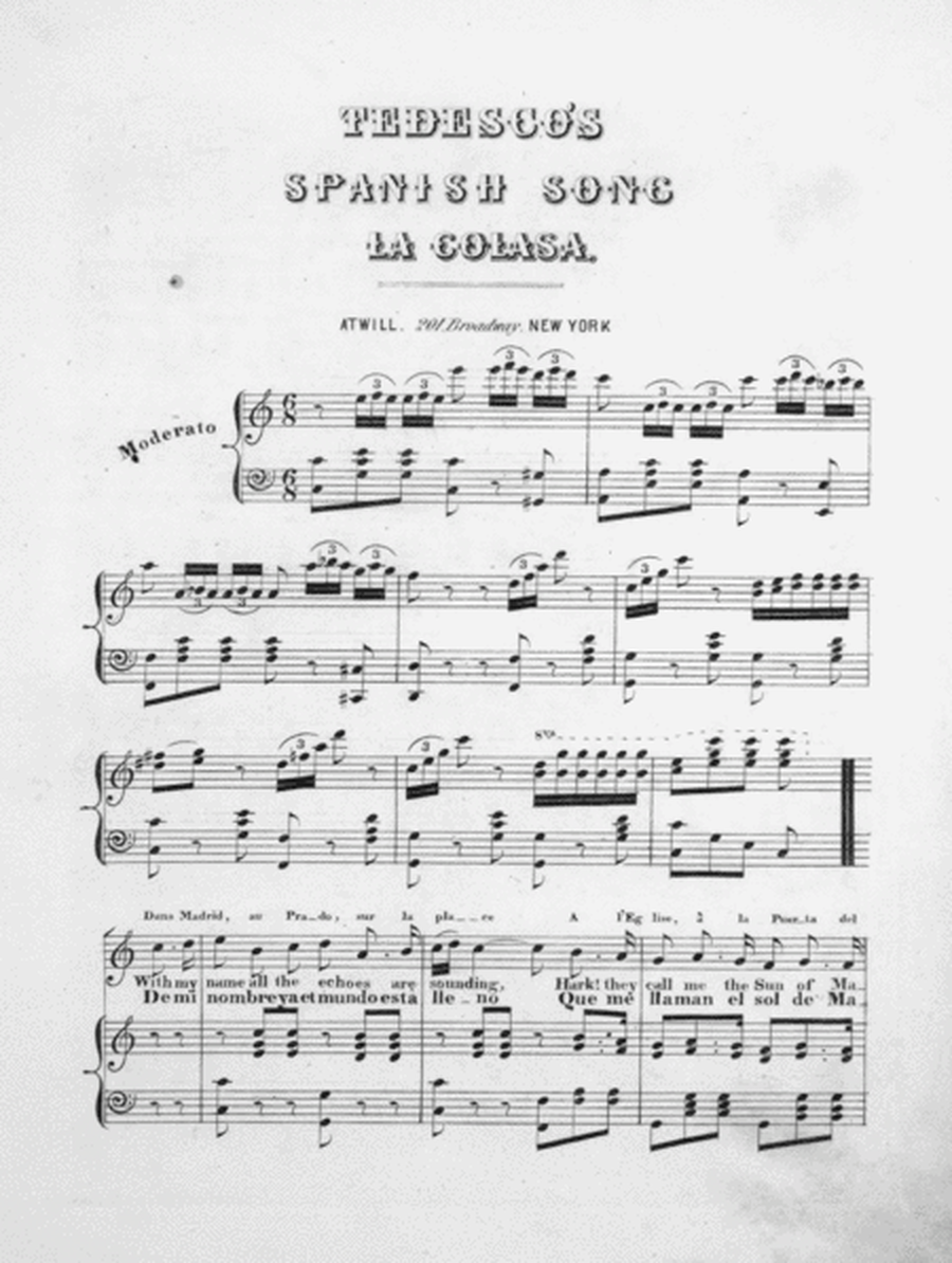 Fourtunate Tadesco. Tadesco's Spanish Song. La Colasa