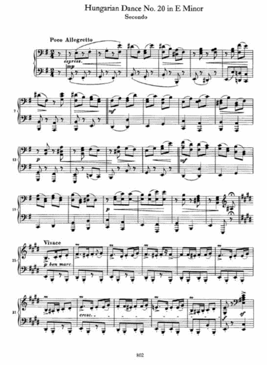 Johannes Brahms - Hungarian Dance No.20 in E Minor (piano duet)