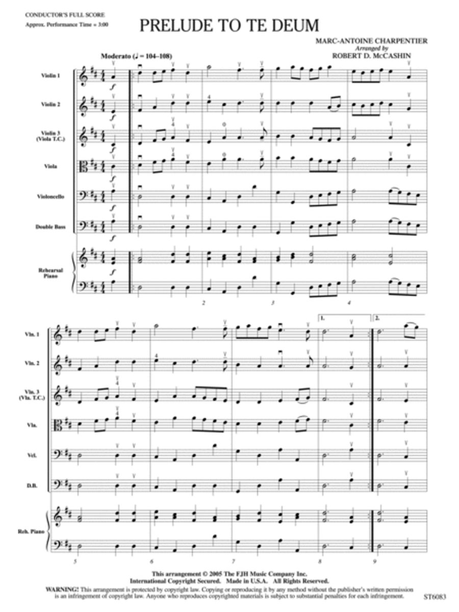 Prelude to Te Deum: Score