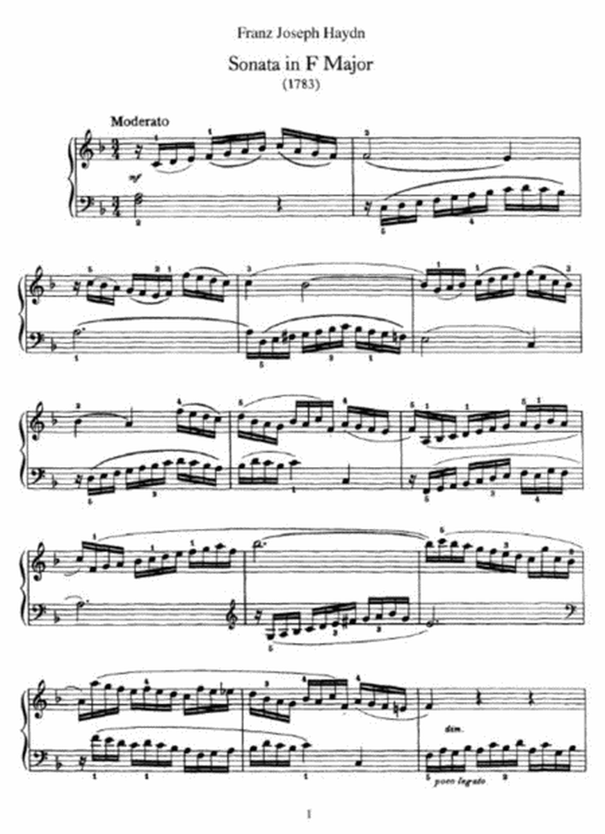 Franz Joseph Haydn - Sonata in F Major (1783 or 1767), Hob 16 no 47