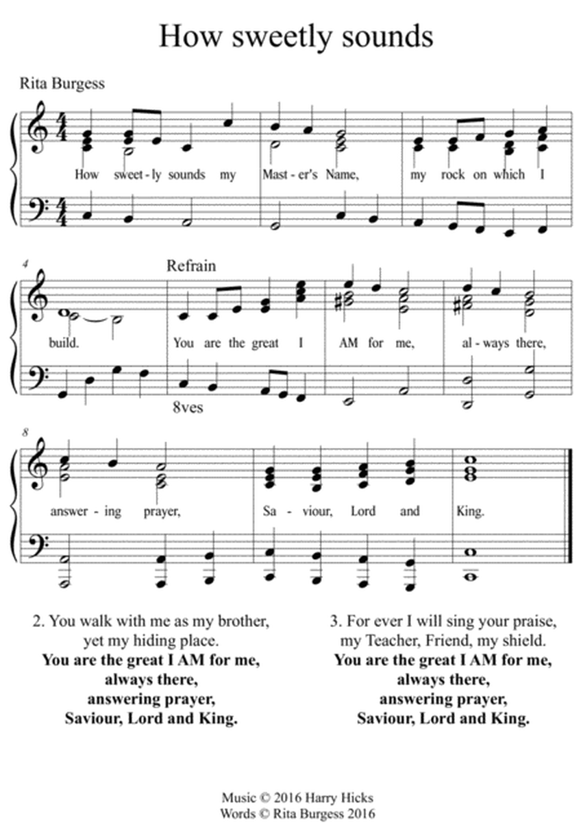 How sweetly sounds my Master's Name. A new hymn!
