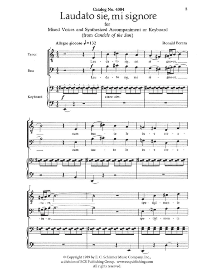 Laudato sie, mi signore from Canticle of the Sun (Downloadable Choral Score)