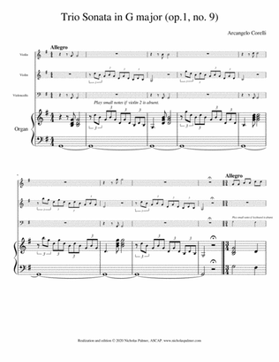 Book cover for Trio Sonata in G major (op.1, no. 9) Arcangelo Corelli