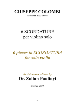 Book cover for 6 Scordature per violino solo (XVII century). Dr Paulinyi's edition revised for performance.