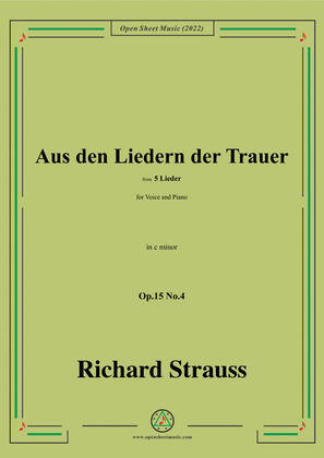 Book cover for Richard Strauss-Aus den Liedern der Trauer,in c minor