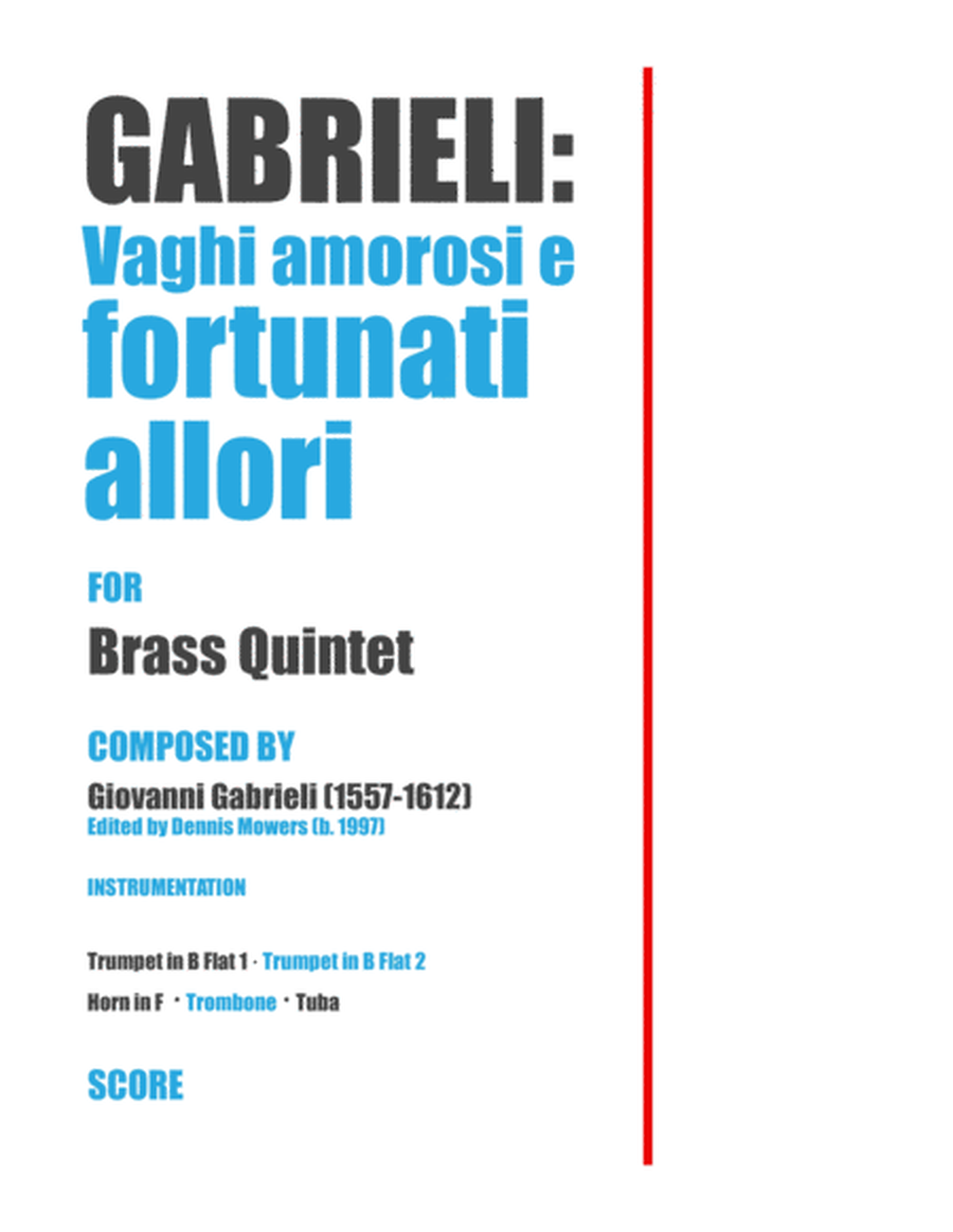 "Vaghi amorosi e fortunati allori" for Brass Quintet - Giovanni Gabrieli image number null