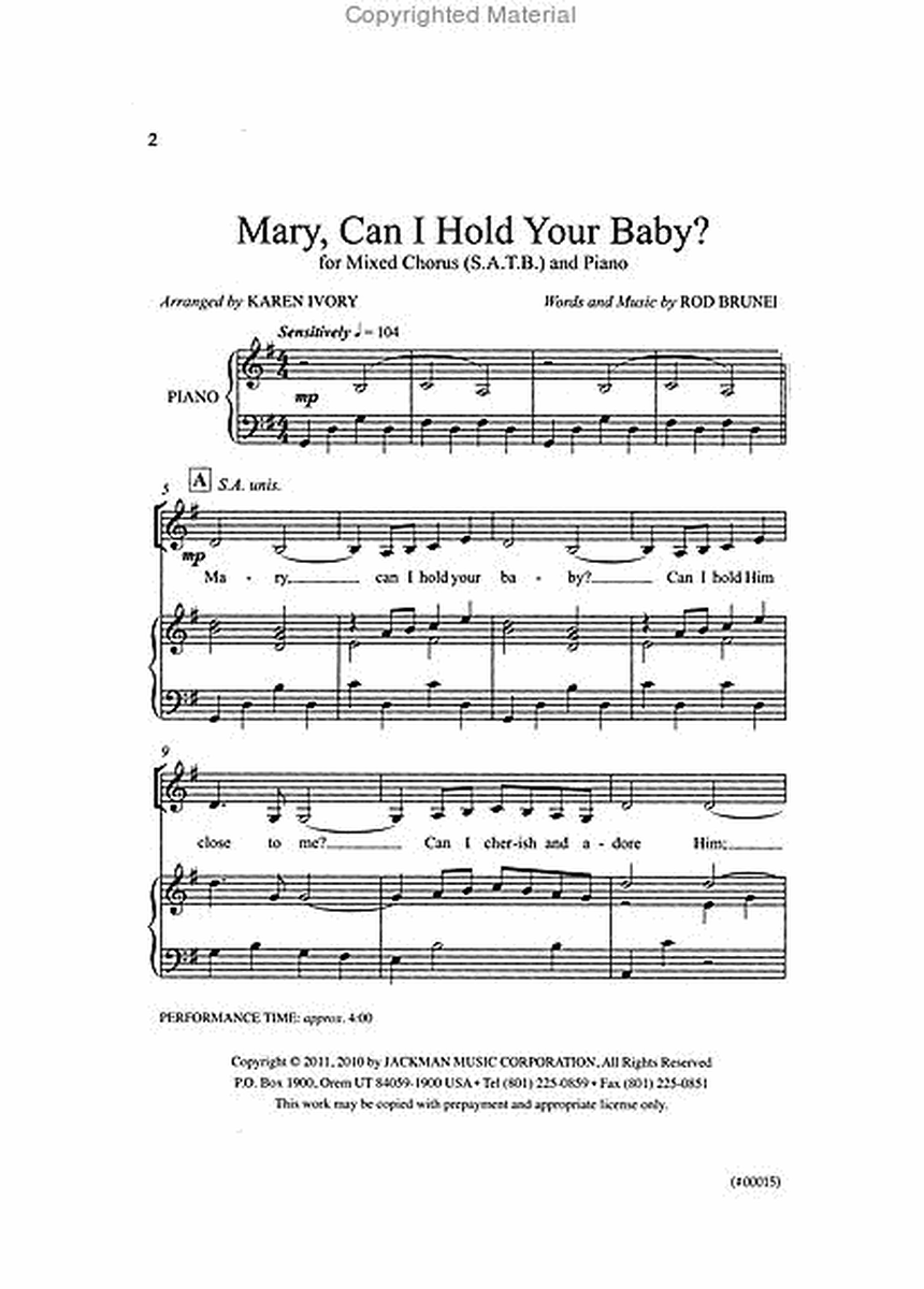 Mary, Can I Hold Your Baby? - SATB image number null