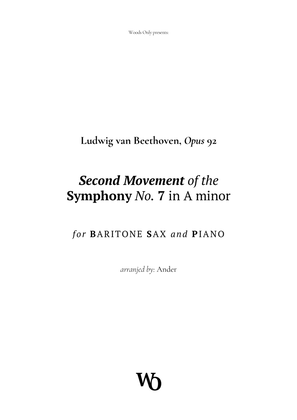 Book cover for Symphony No. 7 by Beethoven for Baritone Sax